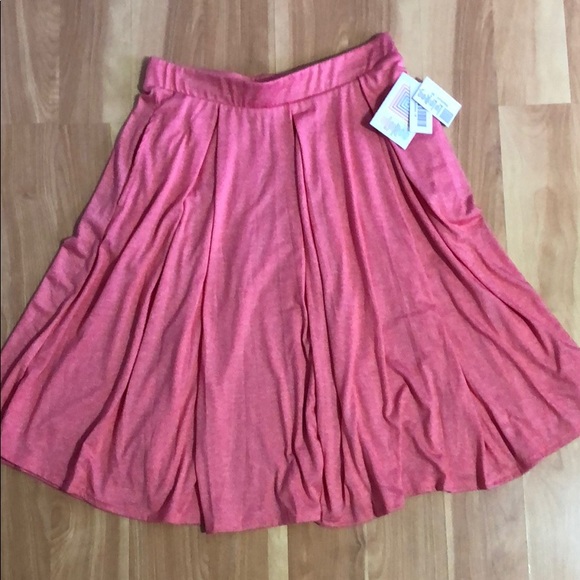 Coral Lularoe Madison Skirt with pockets - Picture 1 of 4